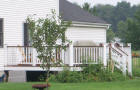ipe deck with king post vinyl rail system
